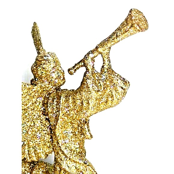Gold Glittered Angel Christmas Tree Topper, Holiday Ornament Decoration - Picture 2 of 9